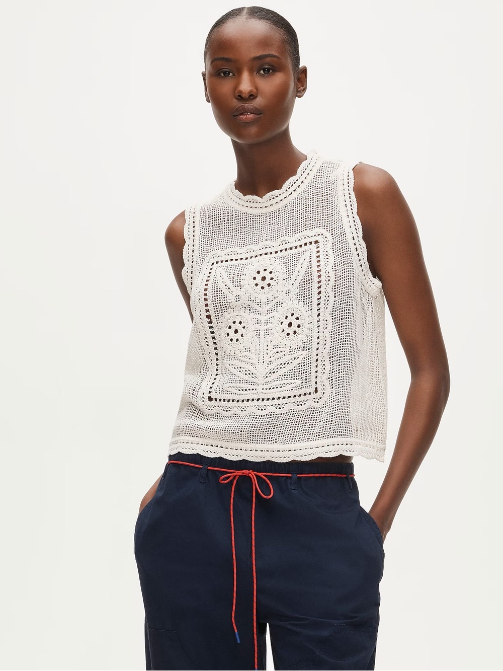 J Crew Crochet floral tank top